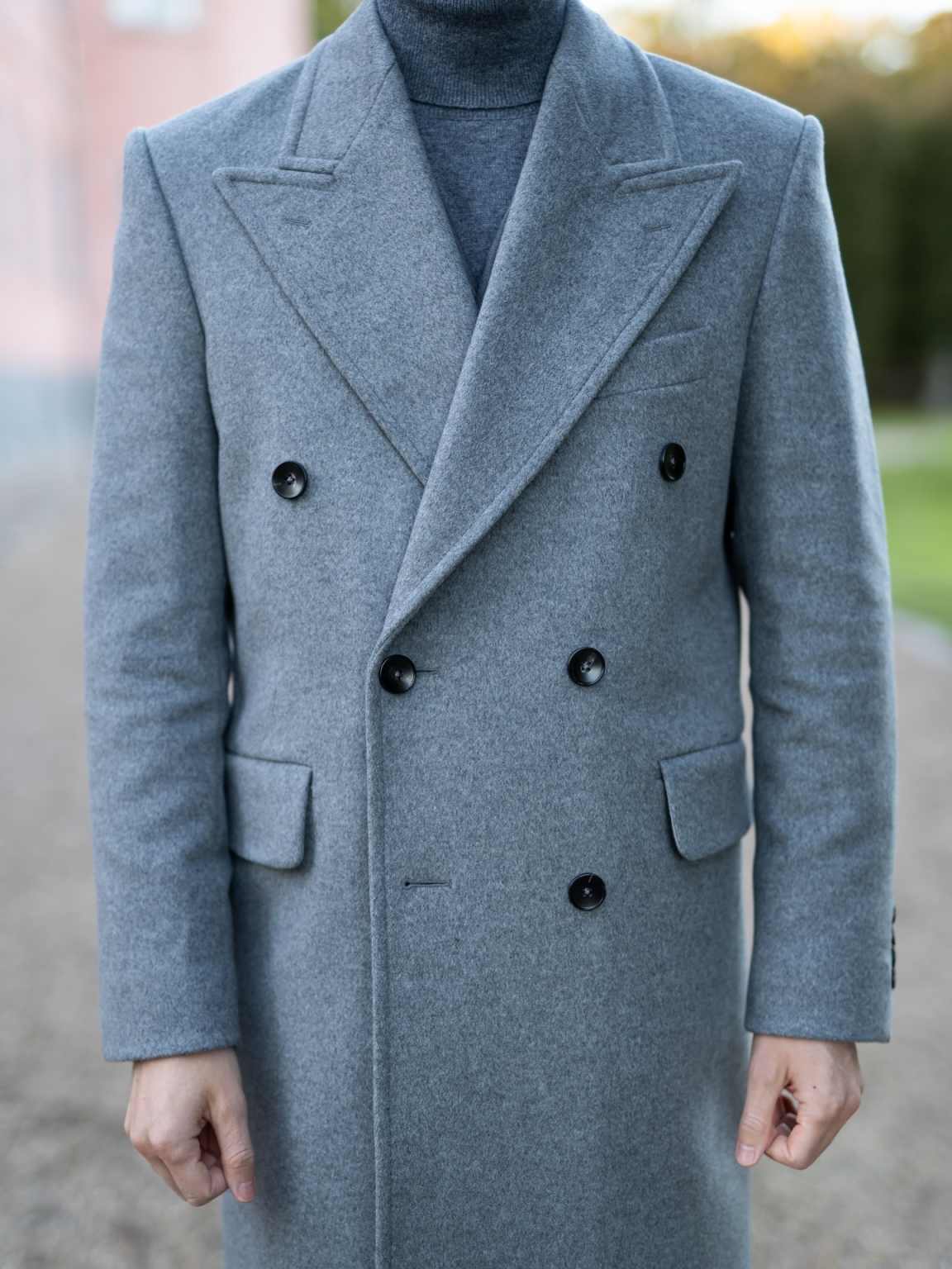 Handsome Men Overcoat One Piece Peaked Lapel Groom Wedding Tuxedos Double Breasted Customized Winter Long Coat