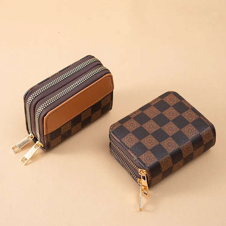 High-end multifunctional fashion designer wallet womens luxury short printed credit holder plaid money clip clutch multifunctional slot case zippered 