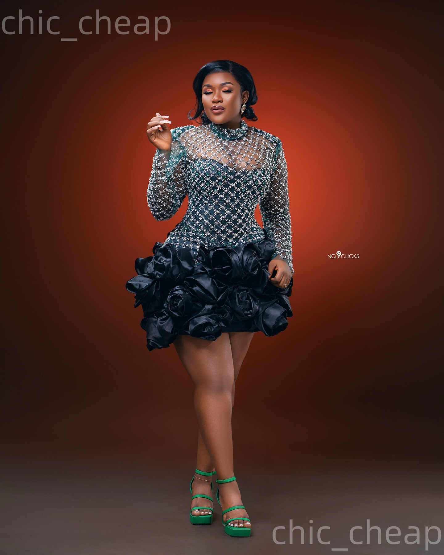 Chic Black Sheath 2026 Cocktail Dress Sequined Flowers Full Sleeves Short Mini Graduation Homecoming Dresses For Special Occasions Sweetheart Gowns