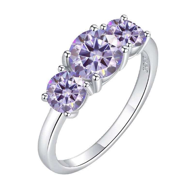 Total 4.0 Ct D Color Moissanite Three Stone Engagement Ring 925 Silver Rings 18K Gold Plated Customs Jewelry Wholesale afe