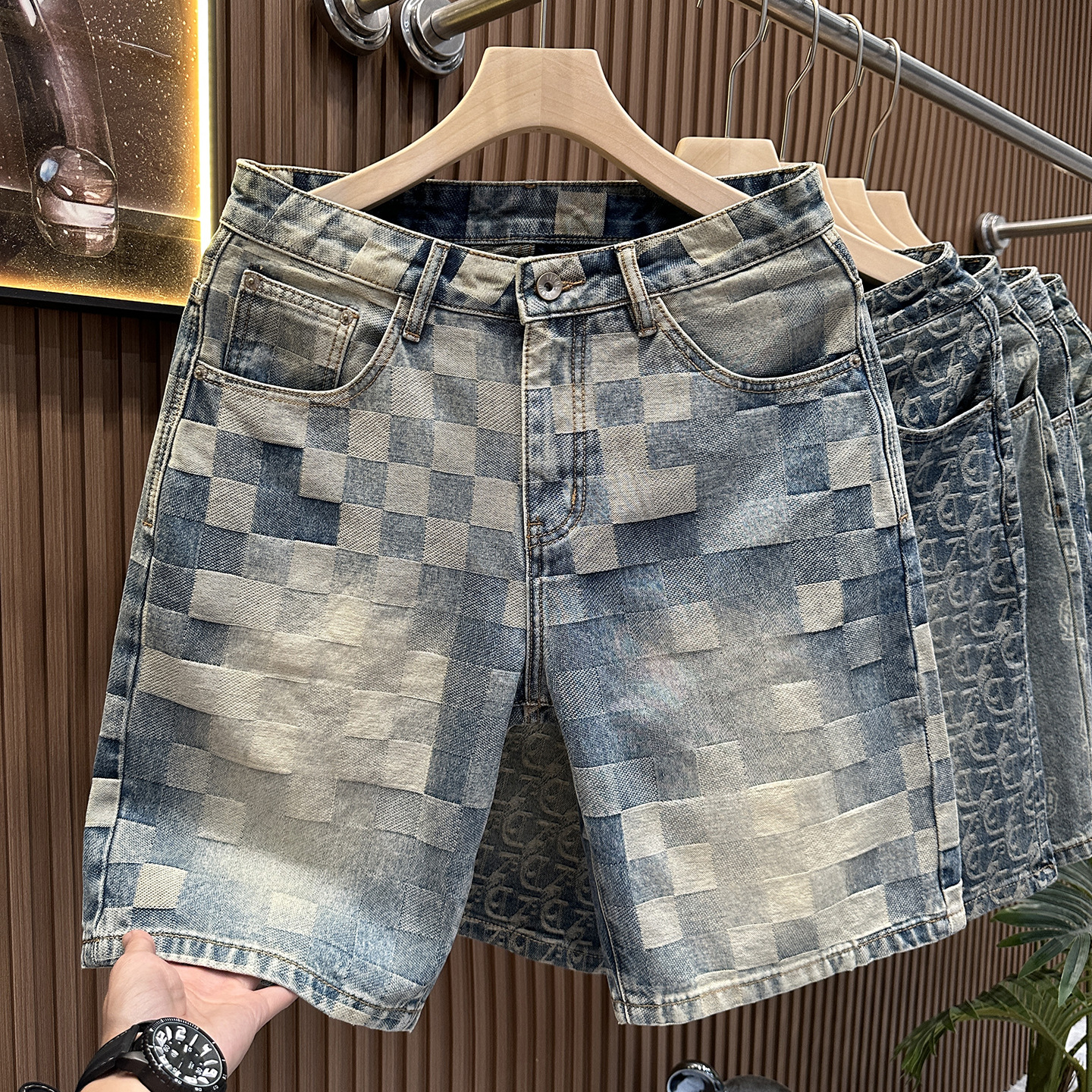 2026 Fashion Print Denim Shorts Mens Trendy Shorts Summer New Design straight-Leg Shorts Free Shipping