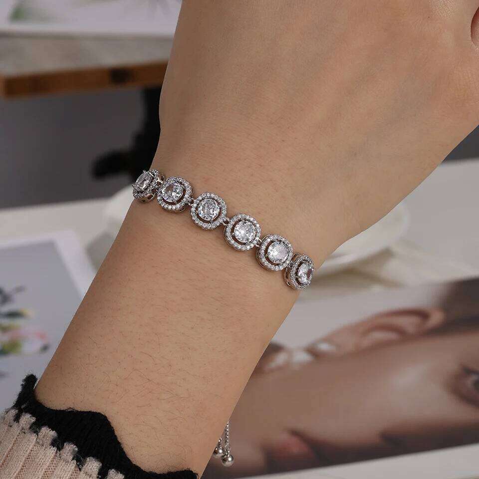 ZAKOL Classic Clearance Clear AAA Cubic Zirconia Adjustable Bracelet for Women Sliver Color Geometric CZ Wedding Jewelry