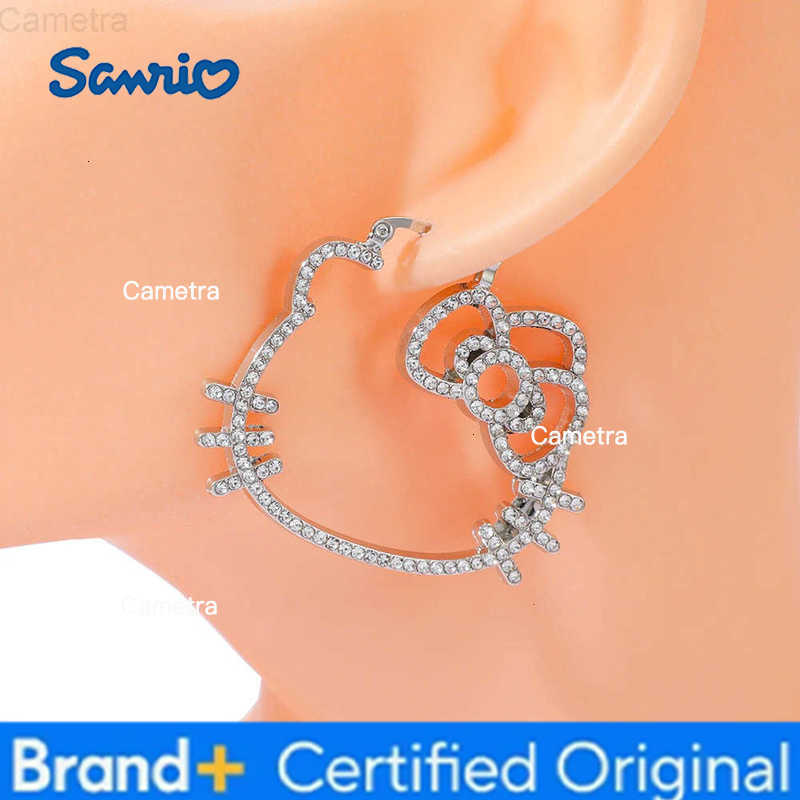 Sanrio Y2K HelloKitty Hollow Rhinestone Earrings Sweet Cute Fashion Girls Gifts Creative Trendy Jewelry H251229