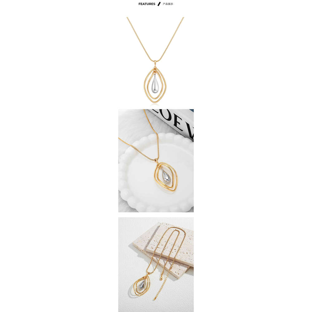 Hollow Sweater Simple Delicate Three-Dimensional Necklace Fashion Water Drop High-End Exaggerated Collarbone Chain