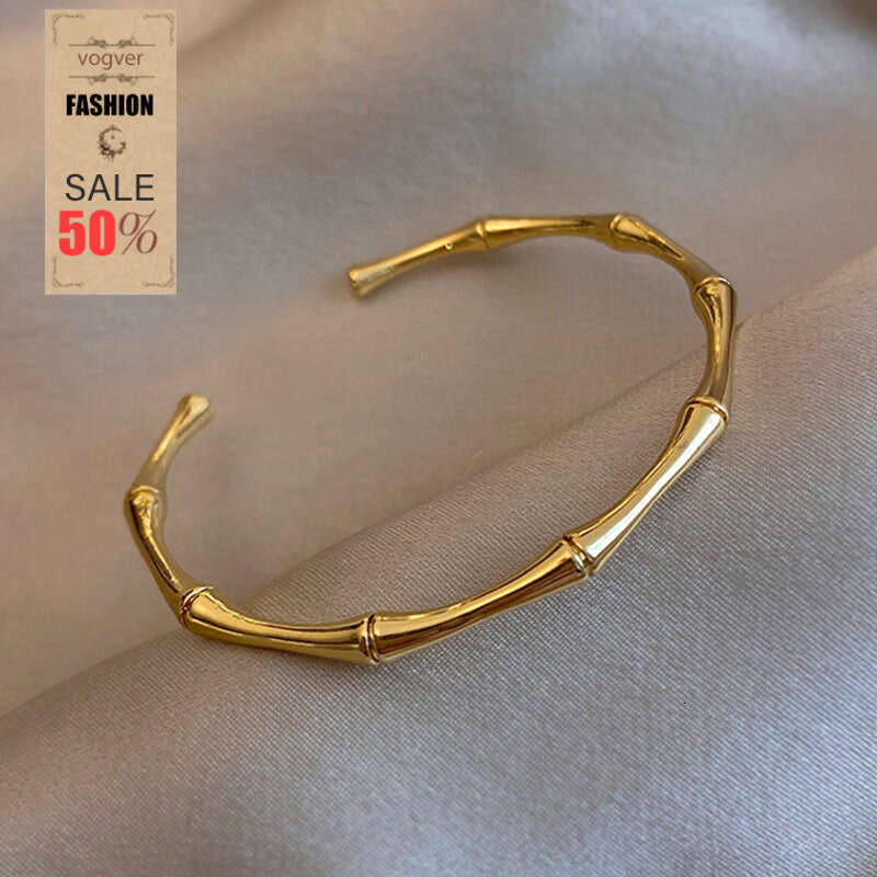 Bracelet For Women 2026 Fashion Simple Gold Plain Circle Bracelet, Open Bamboo Knot High-End Non-Fading Adjustable Jewelry
