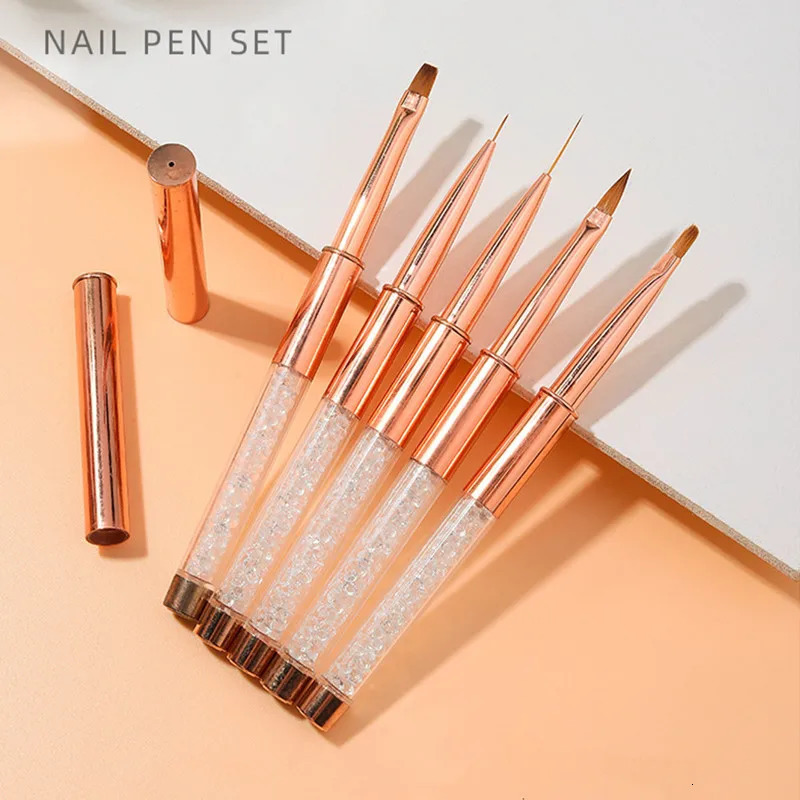 5Style Nail Art Acrylic UV Gel Builder Painting Brush Lines Liner Pattern Drawing Pen Manicure Tool 251215