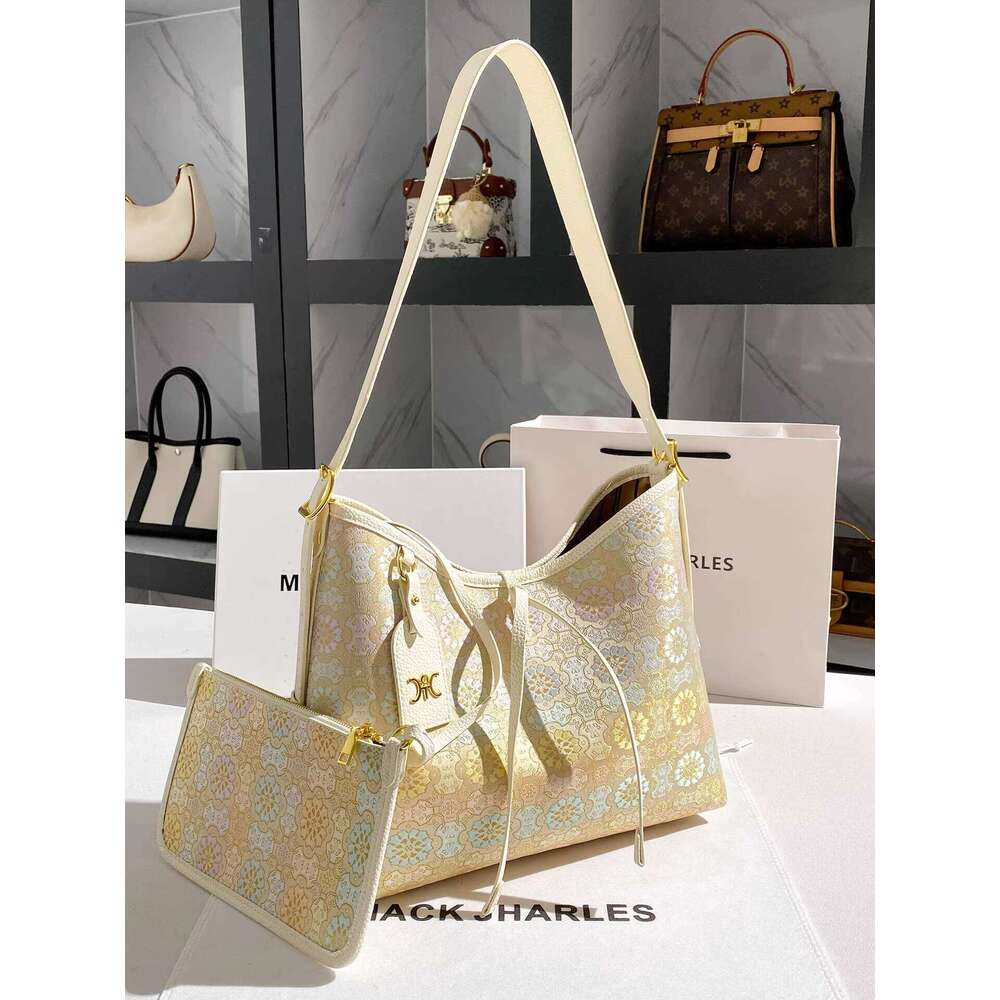 MACK JHARLES Chinese Style Song Brocade Print Tote for Women 2025 Autumn New High-end Single Shoulder Bag