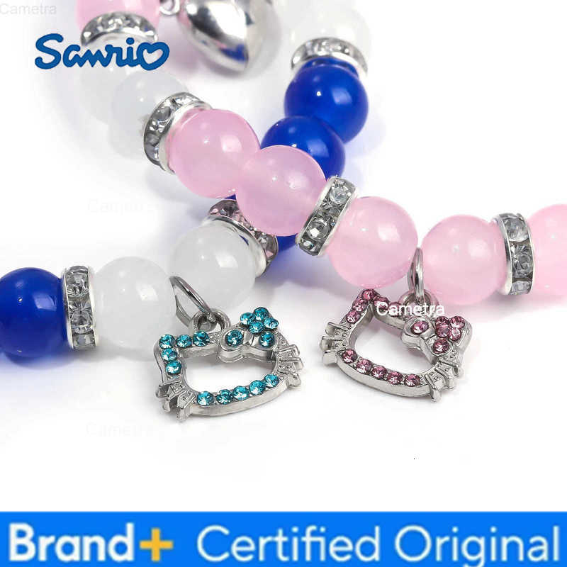 Sanrio Cartoon Cute Hello Kitty Bracelet Student Girl DIY Blue Pink Beads Bracelets Cosplay Prop Bangle for Women Jewelry Gifts H251229