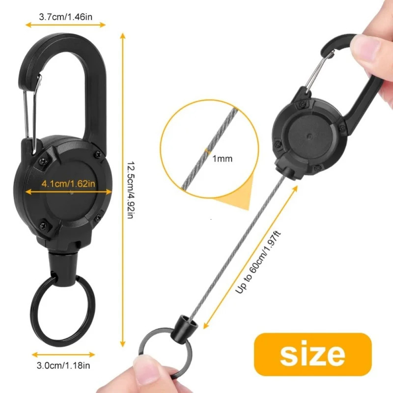 248pcs Outdoor Retractable Keychain Heavy Duty Carabiner Badge Holder ID Clip Reel Key Chain for Fishing 251219