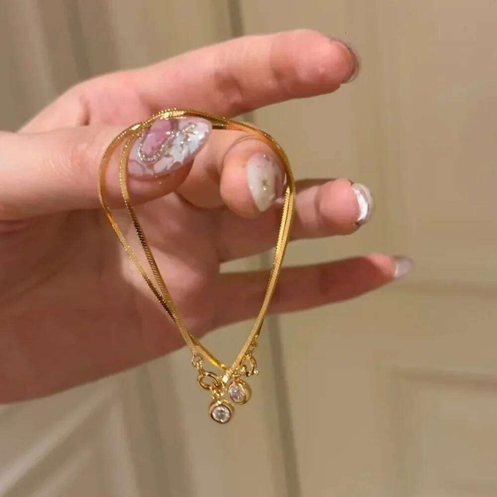 Stainless Steel New High-End Jewelry Minimalist Zircon Charm Blade Chain Womens Bracelet 25H1229