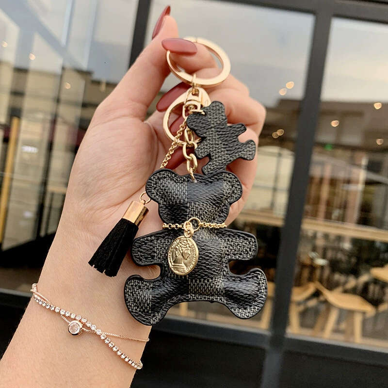 Leather Kitten Keychain with Cotton Filling Luxury-inspired Women's Handbag Pendant Adorable Car Ornament