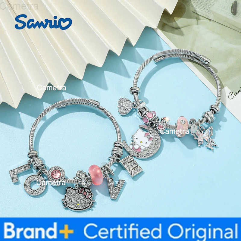 Sanrio Cartoon Hello Kitty Adjustable Bracelet Exquisite Charm Crystal Bangle for Friend Jewelry Accessory Fashion Gifts H251229