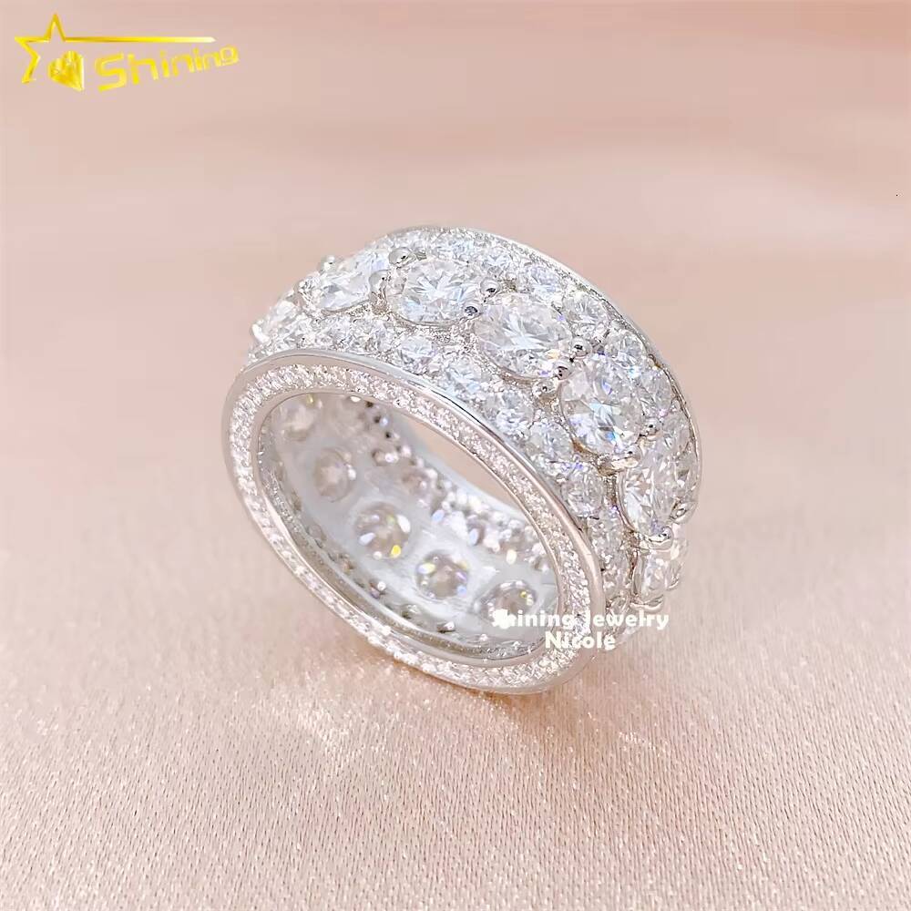 Ready to Ship Hip Hop Jewelry Diamond Band 925 Silver Moissanite Engagement Ring for Men
