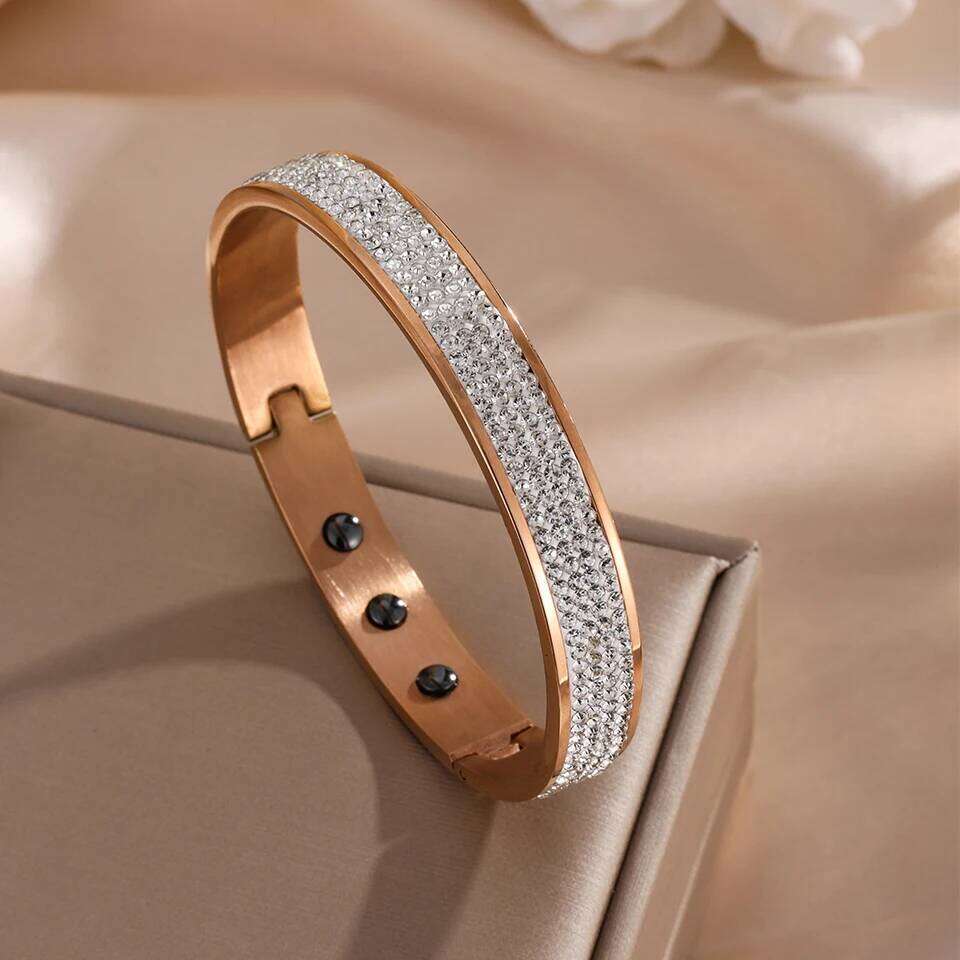 ZAKOL Buling Full Crystal CZ Stainless Steel Thick Bracelet Women Men Luxury Wrist Accessories Aesthetic Jewelry Gift