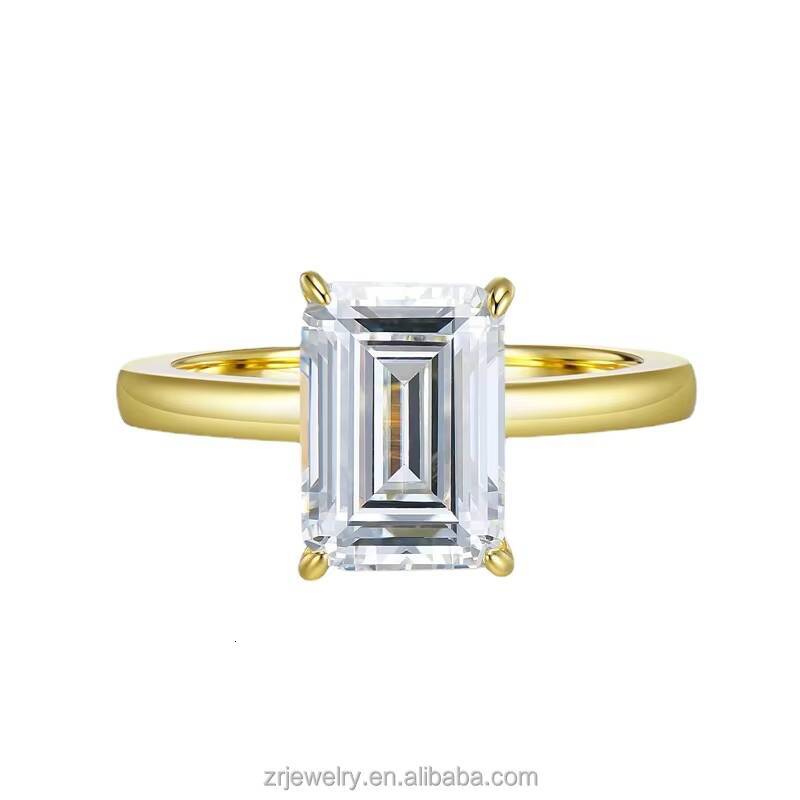 3ct Emerald Shape VVS1 Clarity Moissanite Diamond Engagement Ring Elegant Finger Rings