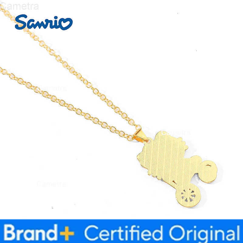 Sanrio Anime Cute Hello Kitty Gold Color Cartoon Pendant Necklace By Bike KT Cat Necklace Jewelry Accessory Gifts For Kids H251229
