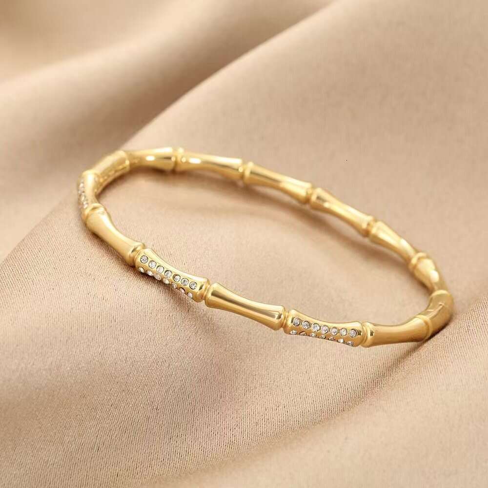Bracelet For Women High-End Niche Temperament Bamboo Knot Bracelet, Hot-Selling Versatile Diamond-Encrusted Gold-Plated Clasp Stainless Steel Jewelry