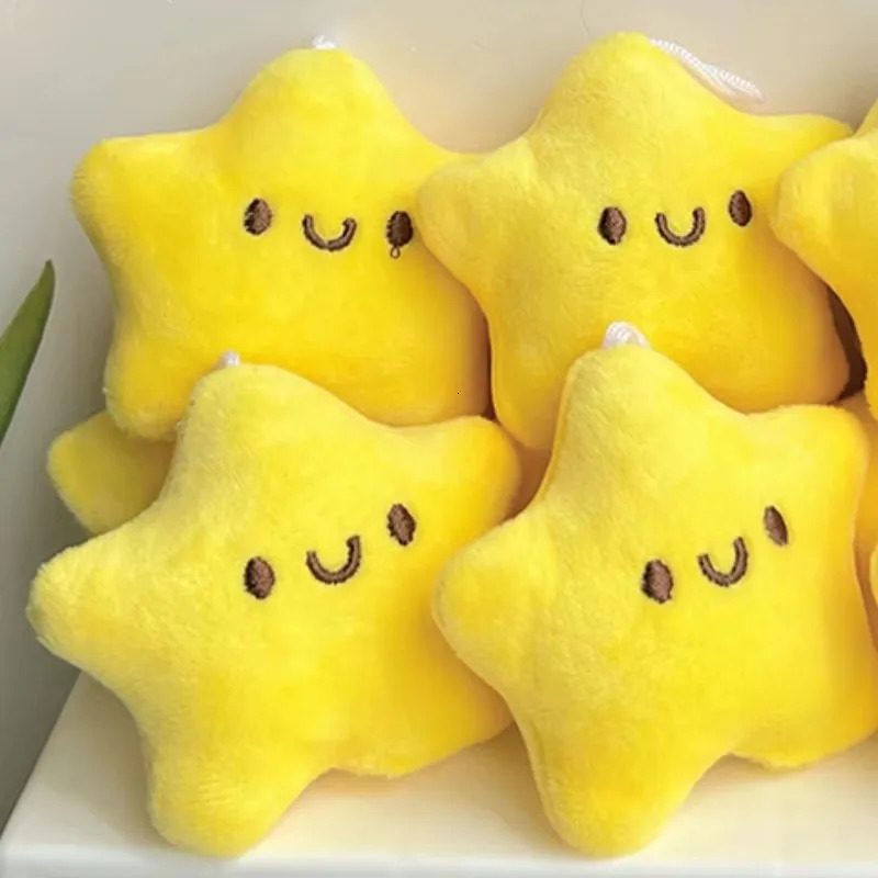 Cute Stars Plush Toy Keychain Girls Fluffy Soft Backpack Bag Pendant Practical Mini Yellow Charms Keychains Gifts 251219