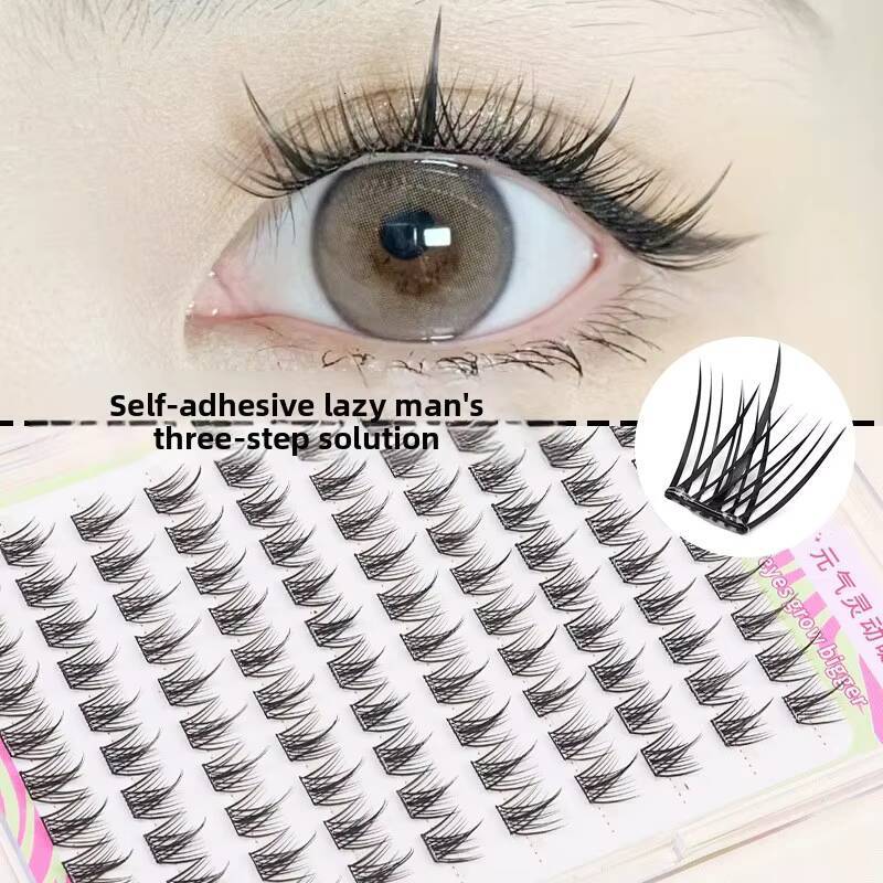 Lazy Baby Curved 5D Three-Step Glue-Free Full Strip Eyelashes Natural Realistic No-Makeup Look Segmented Eyelashes No Eyelashes