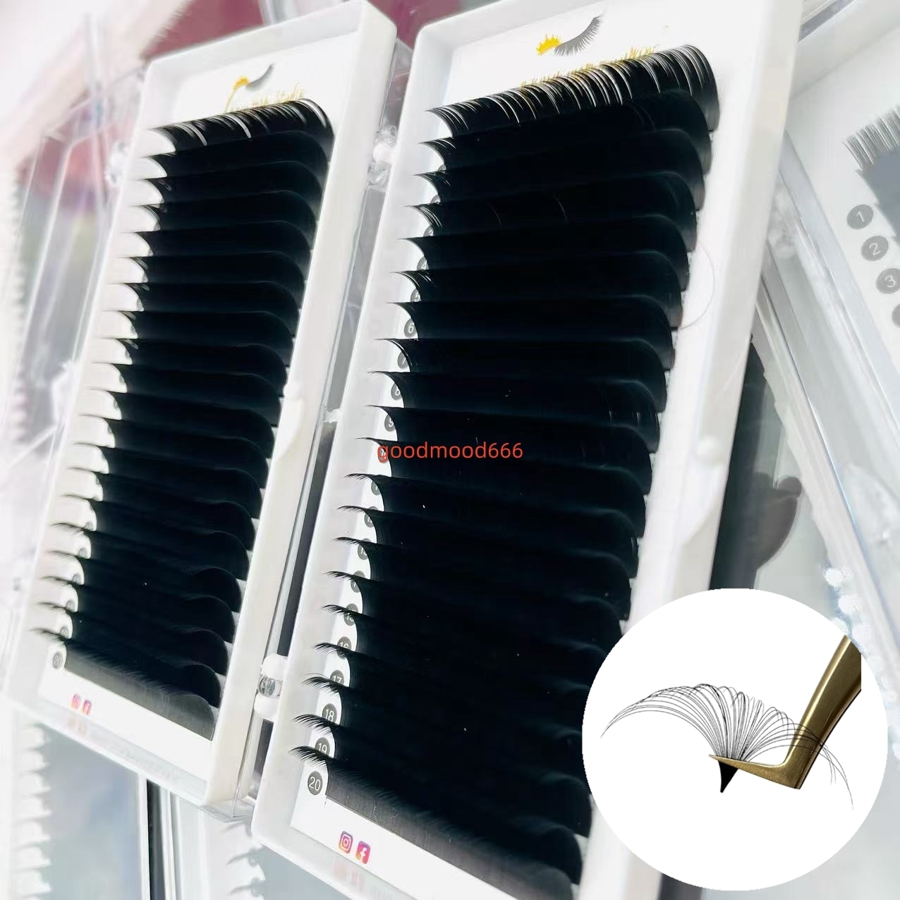 20 Rows Korean PBT Classic Eyelash Extension Trays Matte Russian Volume Cils Extension Eyelashes Tools Manufacturing Vendors