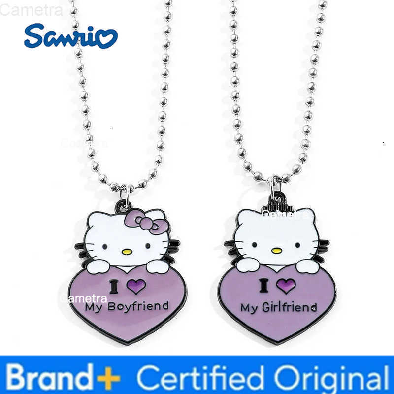 Sanrio 1 Pair Hello Kitty Couple Necklace I Love My Girlfriend Boyfriend Pendant Necklace for Valentines Day Gifts Accessories H251229