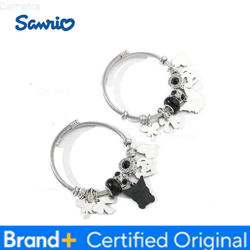 Sanrio Beaded Bracelet Kuromi Pendant Heart Shaped Hollow Rhinestone Pendant DIY Bracelet Suitable as a Gift for Kuromi Fans H251229
