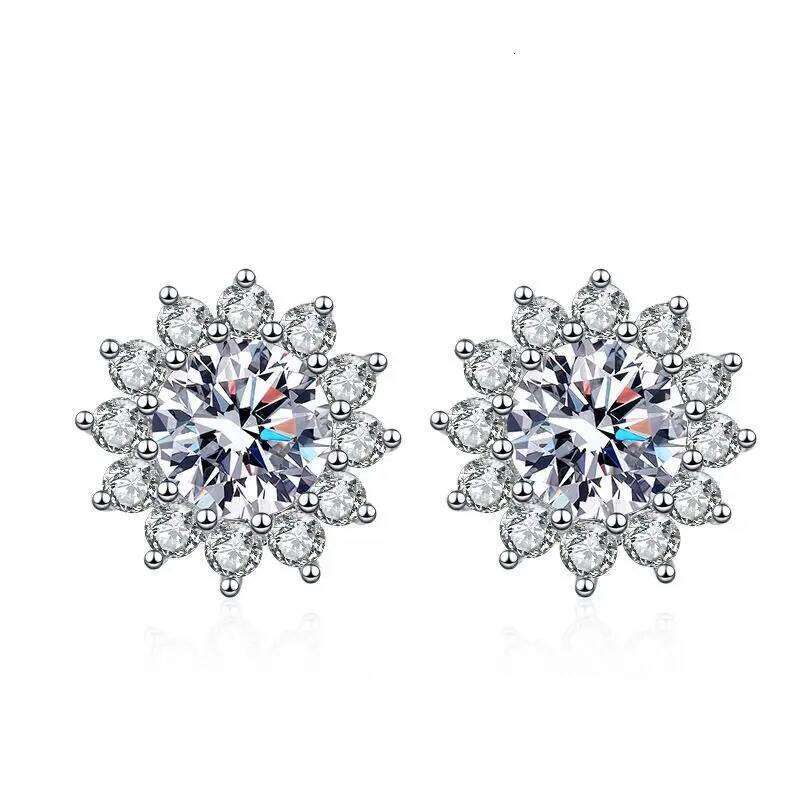 0.5-1ct Moissanite Earrings for Women Lab Grown Diamond Ear Studs 925 Sterling Silver Fine Jewelry Gift 1a6