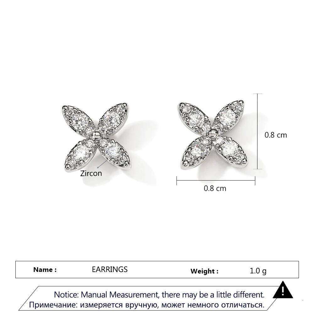 ZAKOL Luxury X Flower Zirconia Stud Earrings For Women Girls Gold Color Metal Crystal Ears Jewelry Wedding Festival Gifts