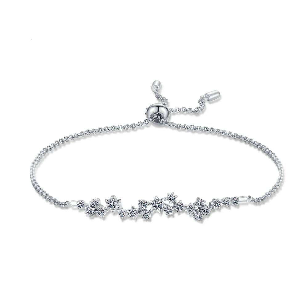 1.8/2/2.5MM Irregular Moissanite Diamond Bracelets for Women 925 Sterling Silver Luxury Adjustable Bracelet Fine Jewelry Gifts 25H1229