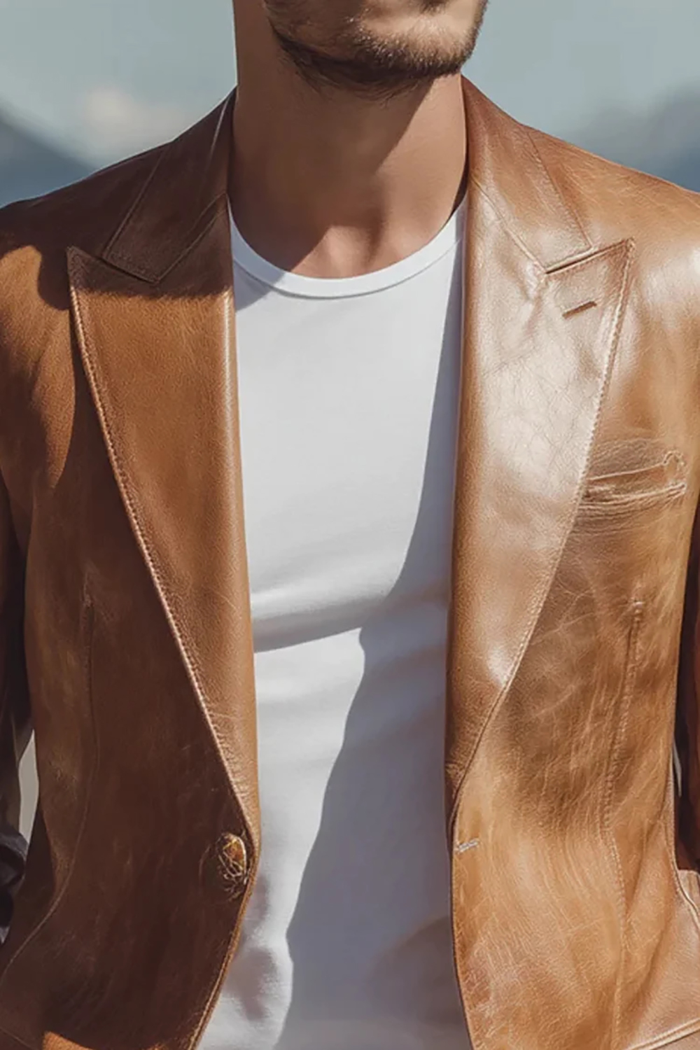 Cool Leather Men Banquet Jacket Peaked Lapel Groom Wear Wedding Tuxedos Wear One Piece Business Birthday Party Customized