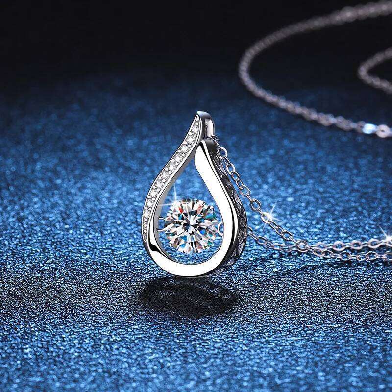 VVS1 D Color Moissanite Necklace For Women Fine Jewelry with GRA 925 Sterling Sliver Chain Plated 18k White Gold 0be