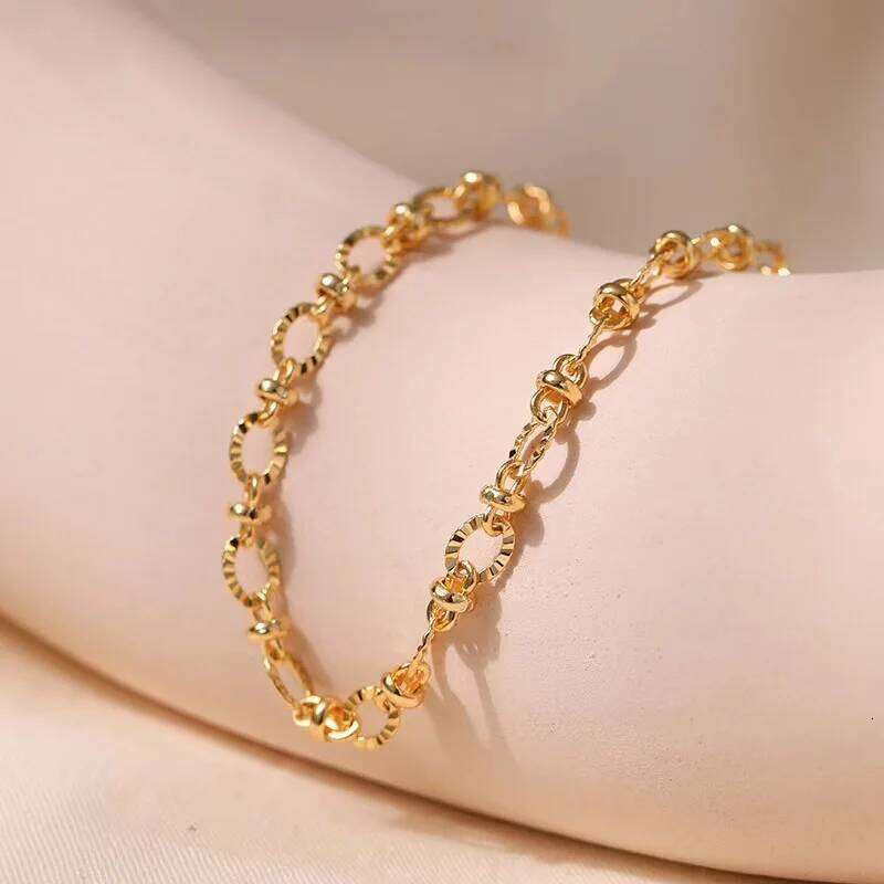 Hot luxury 18k Gold Filled creative Chain Bracelets for Women fashion Wedding accessories Party Gifts designer jewelry 18+4cm 25H1229