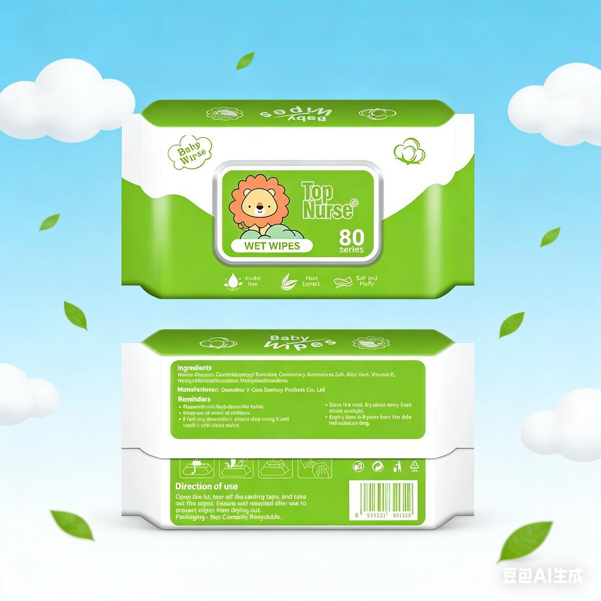 Baby Wipes 80PCS For Baby's Hands and Mouth 100% Cotton, Gentle on Skin EDI Purified Water Cleansing Thickened for Moisture Locking & Lint-Free F