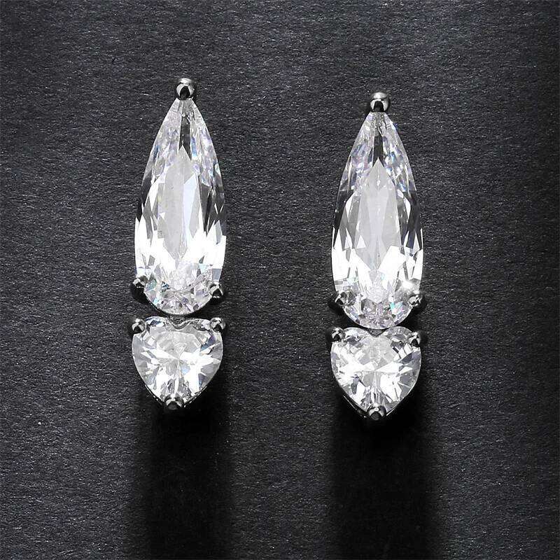 ZAKOL Pear Cut Solitaire White Zircon Mini Stud Earrings Exquisite Crystal Water Drop CZ Earring Jewelry Gift for Women Girls