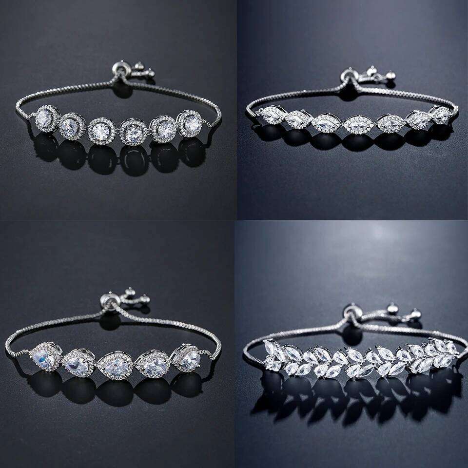 ZAKOL Classic Clearance Clear AAA Cubic Zirconia Adjustable Bracelet for Women Sliver Color Geometric CZ Wedding Jewelry