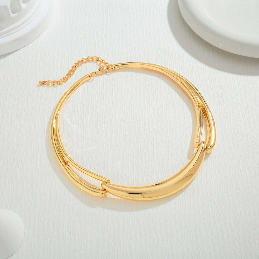 Women's Gold Collar Necklace High-End Style Thick Choker Unique Niche Accessories gold Fashion