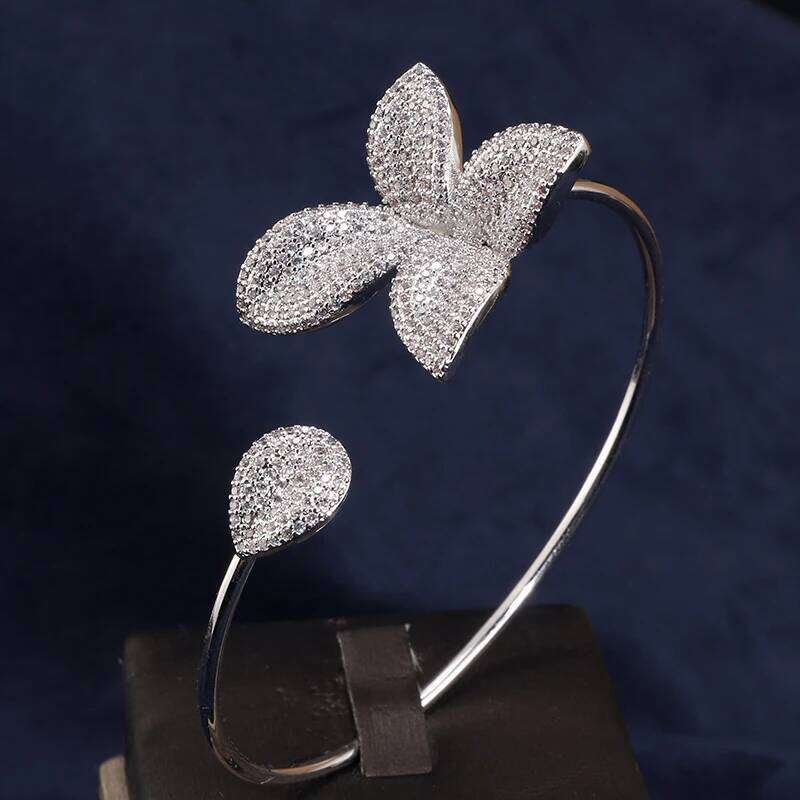 ZAKOL Classic Micro Paved Full Cubic Zirconia Leaves Cuff Bracelet Bangle for Women Luxury Dubai Bridal Jewelry 2025 New