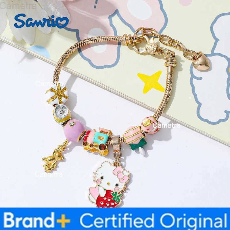 Sanrio Hello Kitty Strawberry Bracelet Kawaii DIY Charm Jewelry Cute Kitty Cat Gift for Girls Women H251229