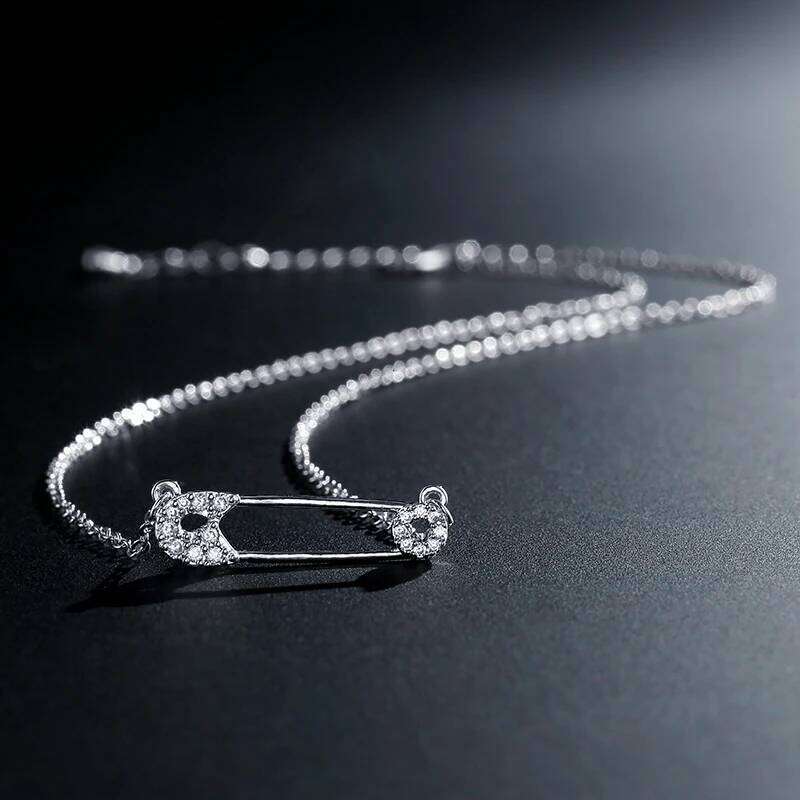 ZAKOL Creative Trendy Paper Clip Charm Chain Choker Necklace for Women Zircon Collarbone Chains Fashion Jewelry Gift