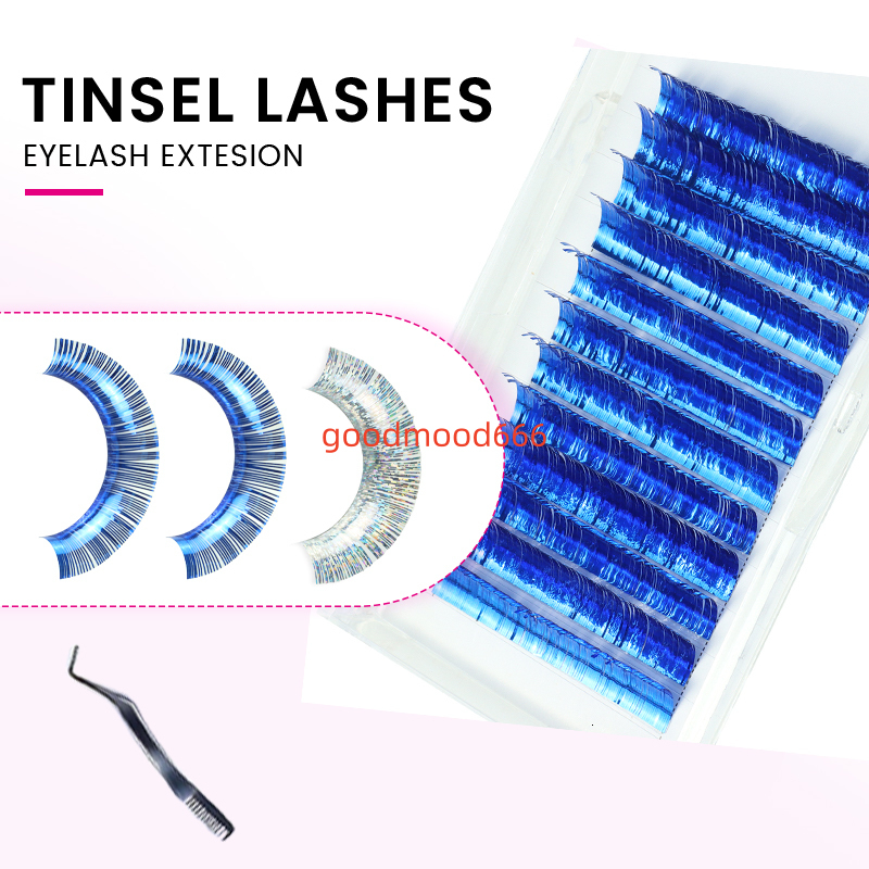 New Tinsel Color Lash Extension Holographic Tinsel Lash Colorful Sparkle Lashes Metallic Lashes