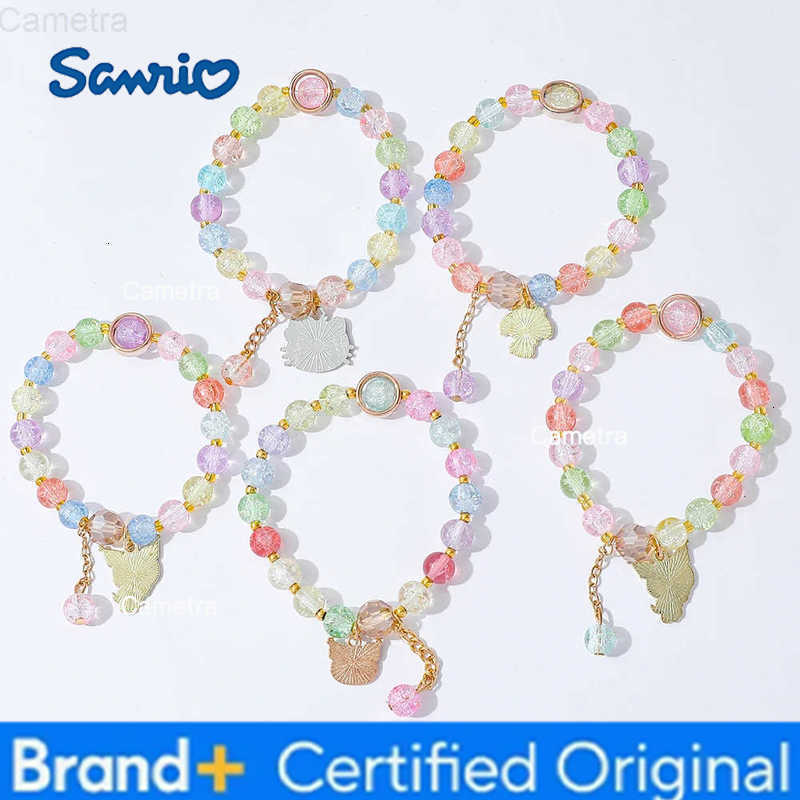 Sanrio Charm Bracelet Set Kuromi Hello Kitty Colorful Beaded Jewelry Pendant Cute Gift for Girls Teens H251229