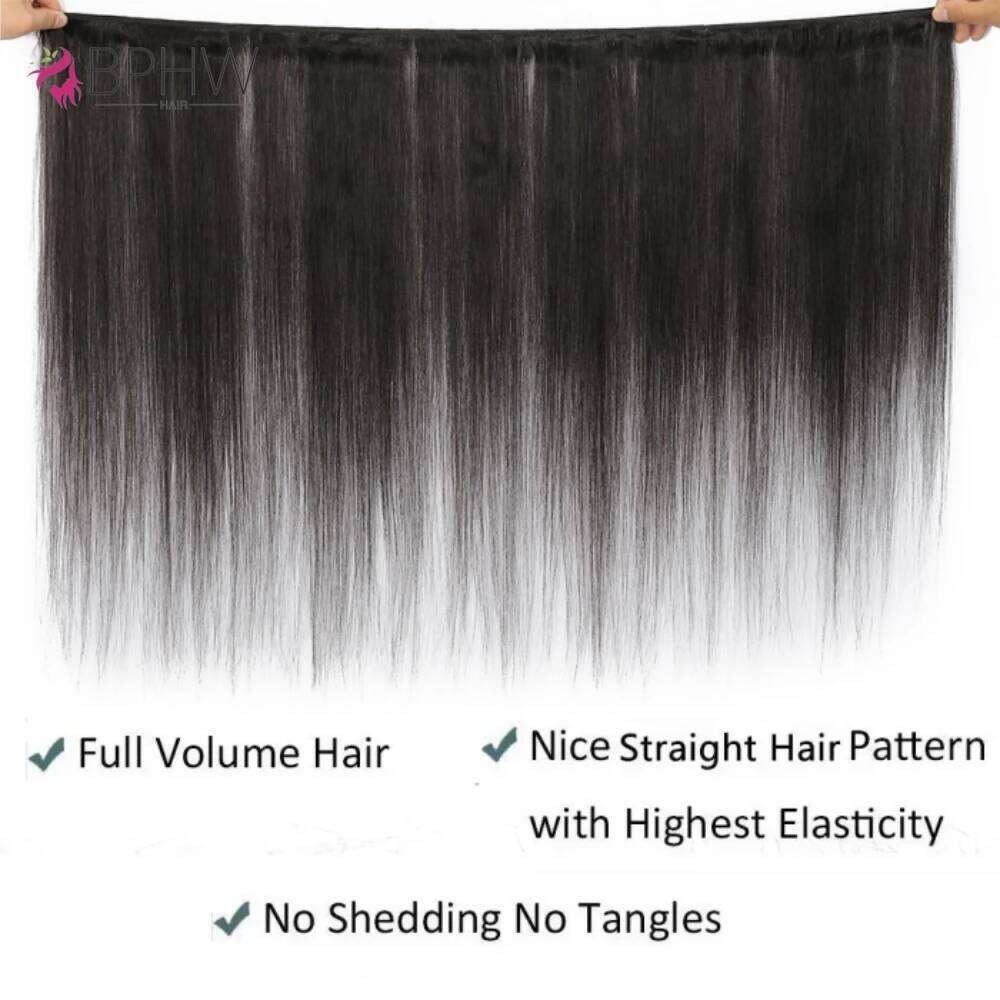 Straight 3 With 13X4 4X4 HD Transparent Lace Closure Frontal Virgin Human Bundles Hair Extension VMS