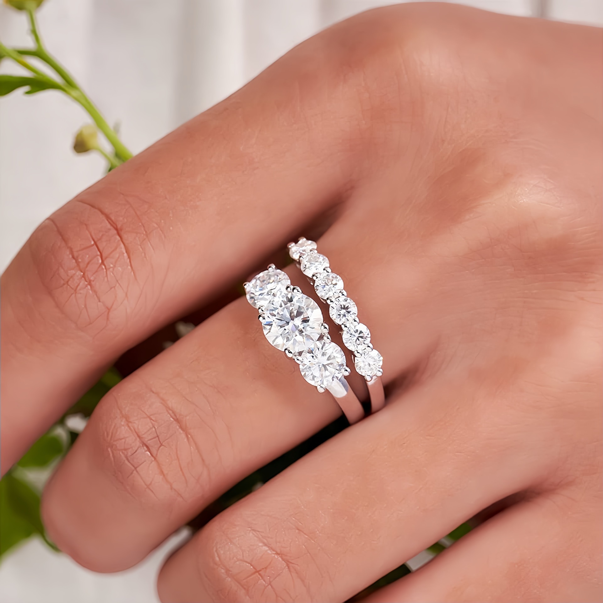 Luxury Brand Designer Jewelry Tiktok Hot-Selling Internet Celebrity Live Classic Diamond Ring Three Lives Three Worlds Couple Rings Twist Rope Zircon 