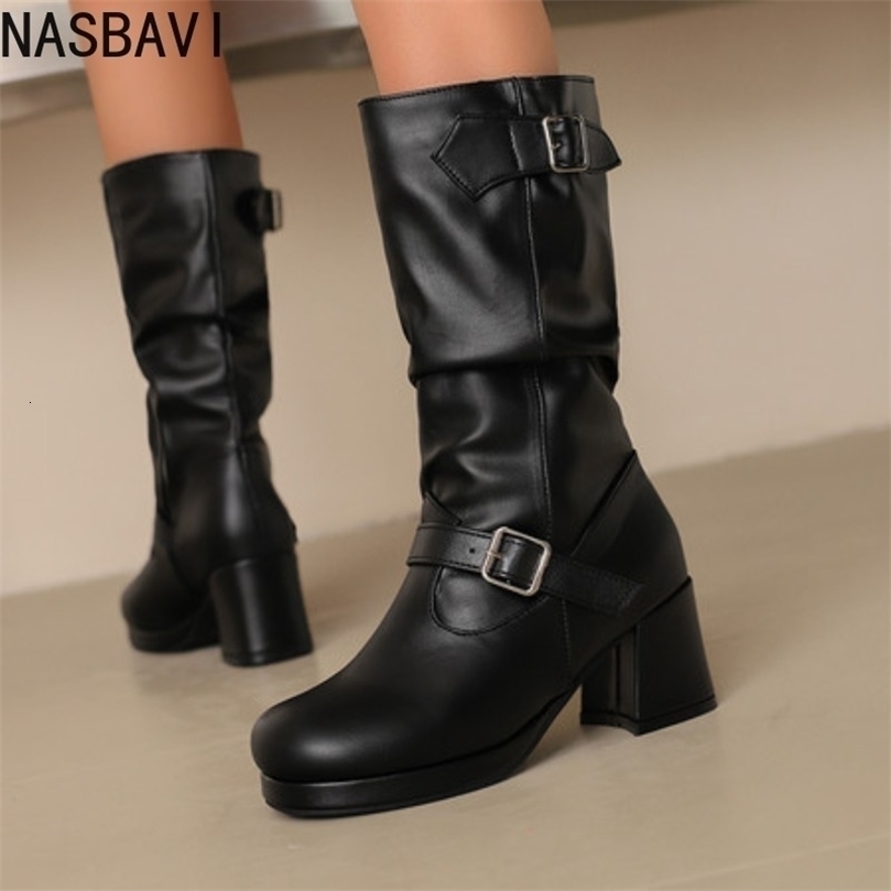 Womens High Boots Sexy Pleated Autumn Winter Shoes Black Red Heeled Long Boot Ladies Large Size 48 Trends 251031