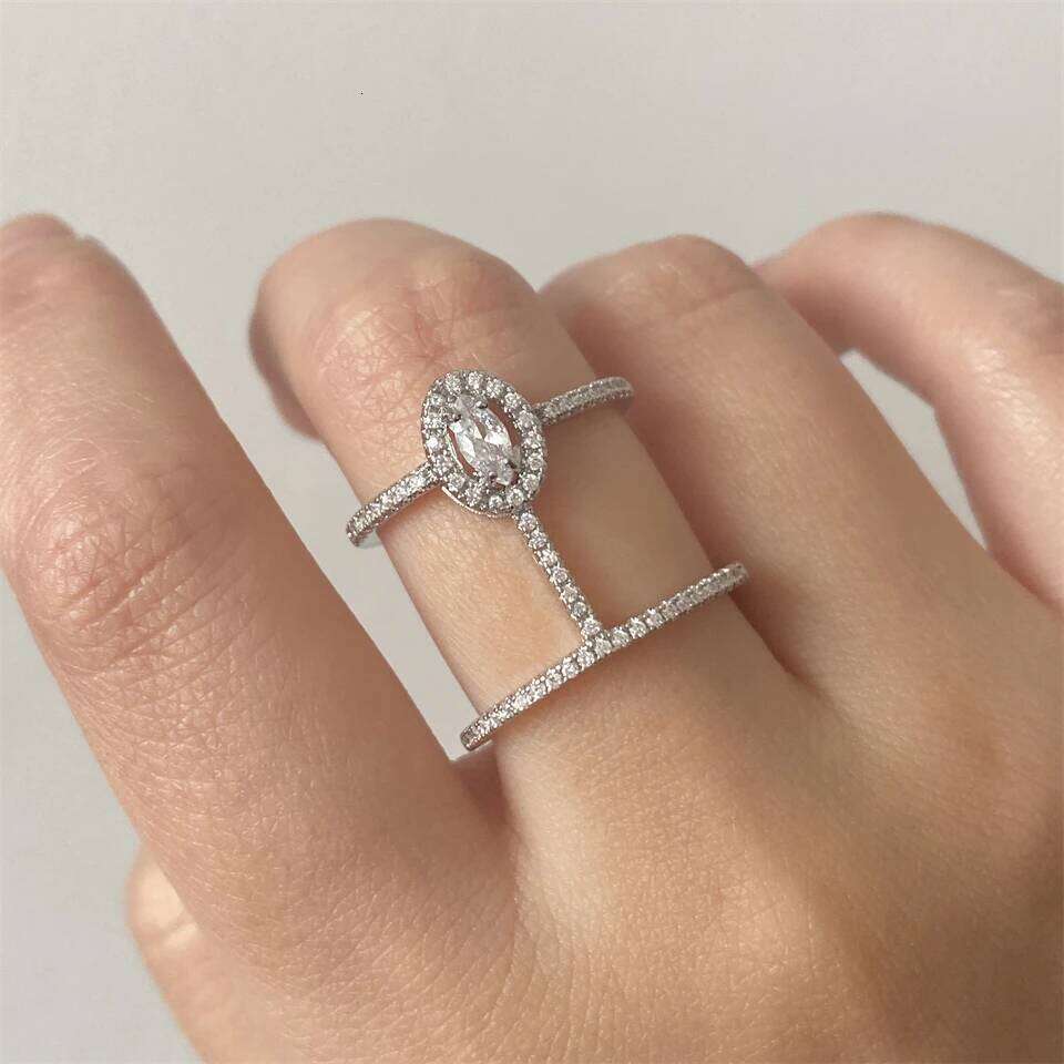 ZAKOL Luxury Geometric Water Drop Cubic Zirconia Ring Set for Women Buling Sliver Color Engagement Wedding Rings Gift