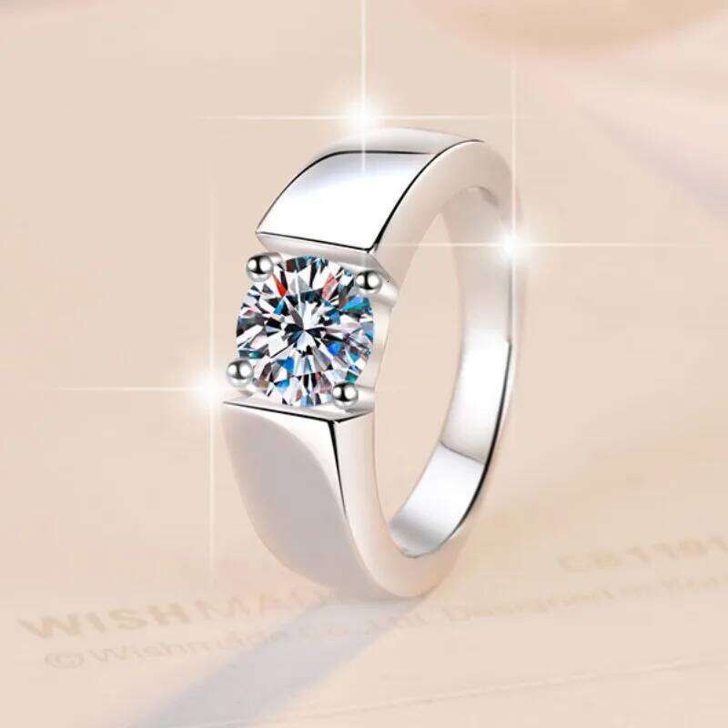 0.5-2CT D Color Moissanite Engagement Ring for Women 925 Sterling Silver Gold Plated Solitaire Rings Wholesale c59
