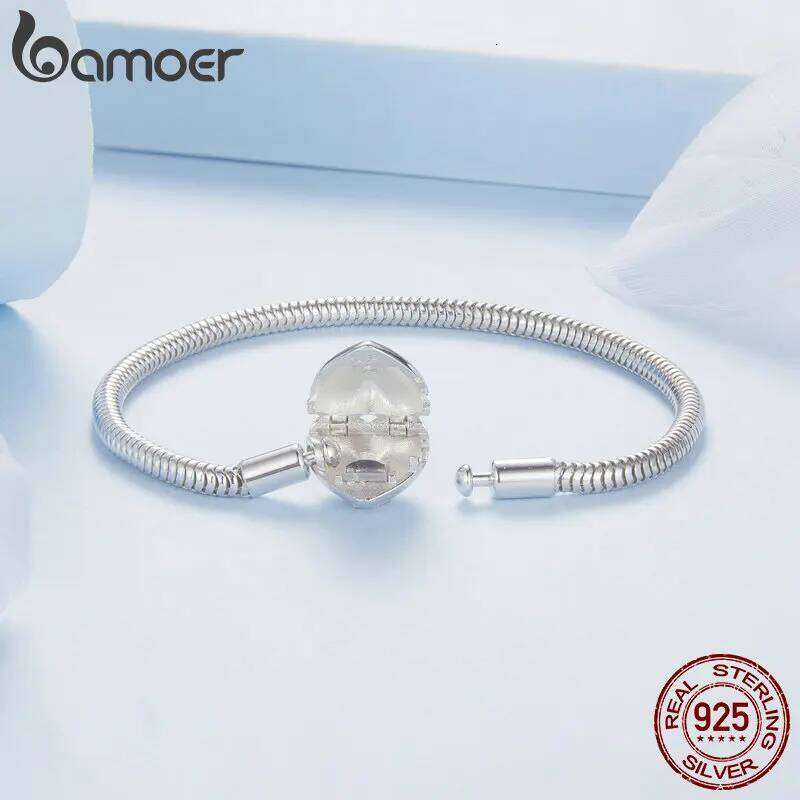 BAMOER 925 Sterling Silver Starburst 3mm Snake Chain Charm Women, High Quality Bracelet Fit for DIY Beads & Pendant 25H1229
