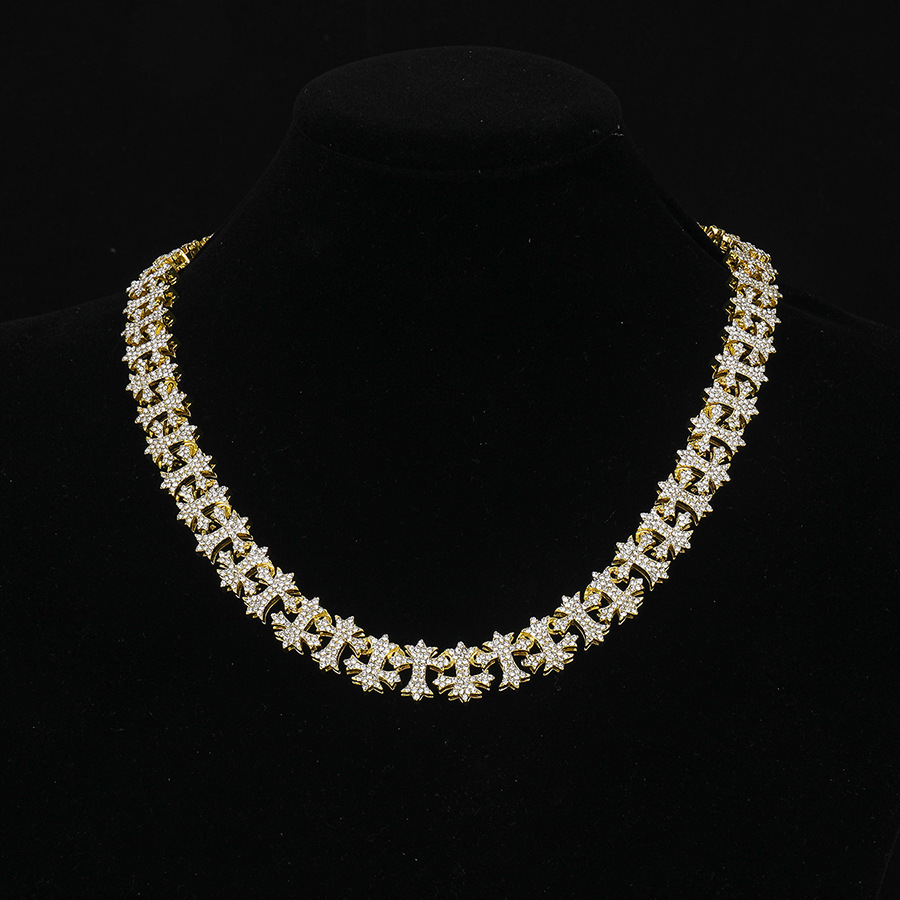 Luxury Brand Designer Jewelry European And American Hip-Hop Necklace Cross Maple Leaf Necklace Trendy Brand High-End Personality Men's Cuban Chai