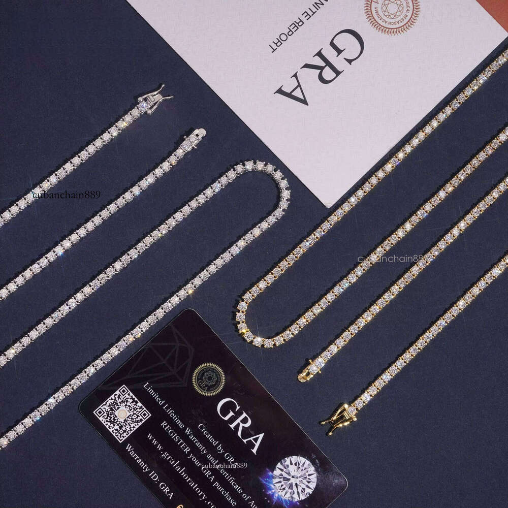 Us warehouse Fast Shipping by Diamond tester GRA certified Hip Hop jewelry Ice VVS Silica tennis chain necklace premium necklace