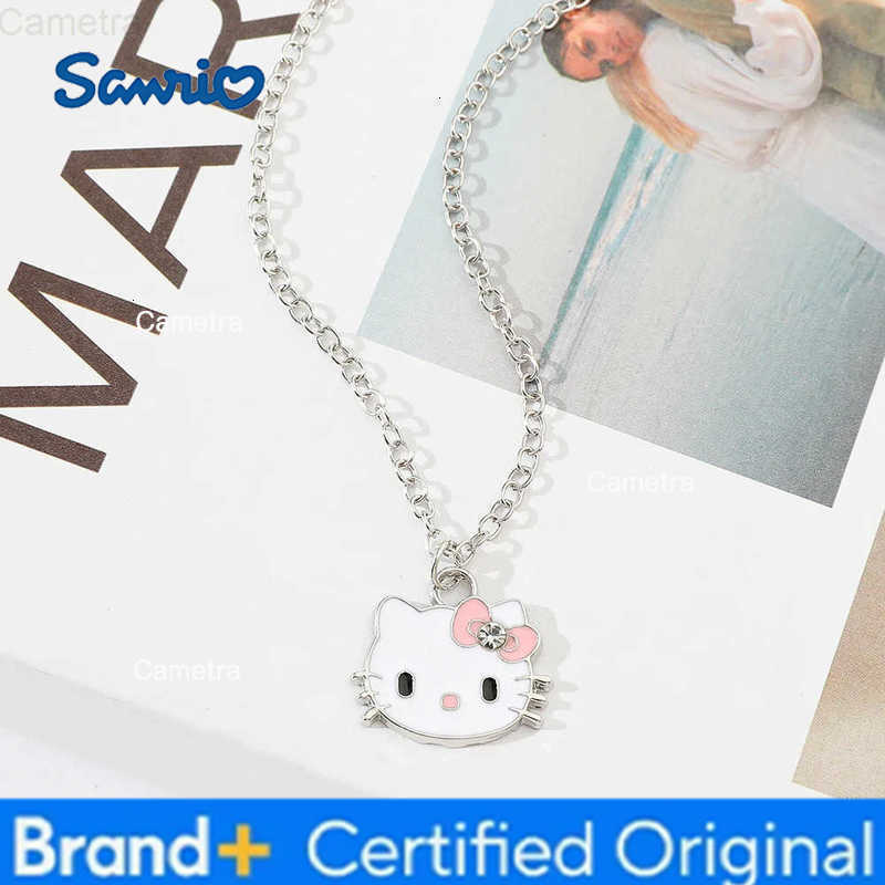 Sanrio Kawaii Hello Kitty Enamel Pendant Necklace Fashion Simple Anime Peripheral Jewelry Cartoon KT Cat Neck Chain Accessories H251229
